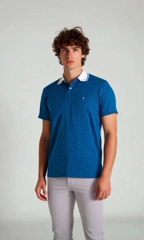 Polo hombre manga corta estampada
