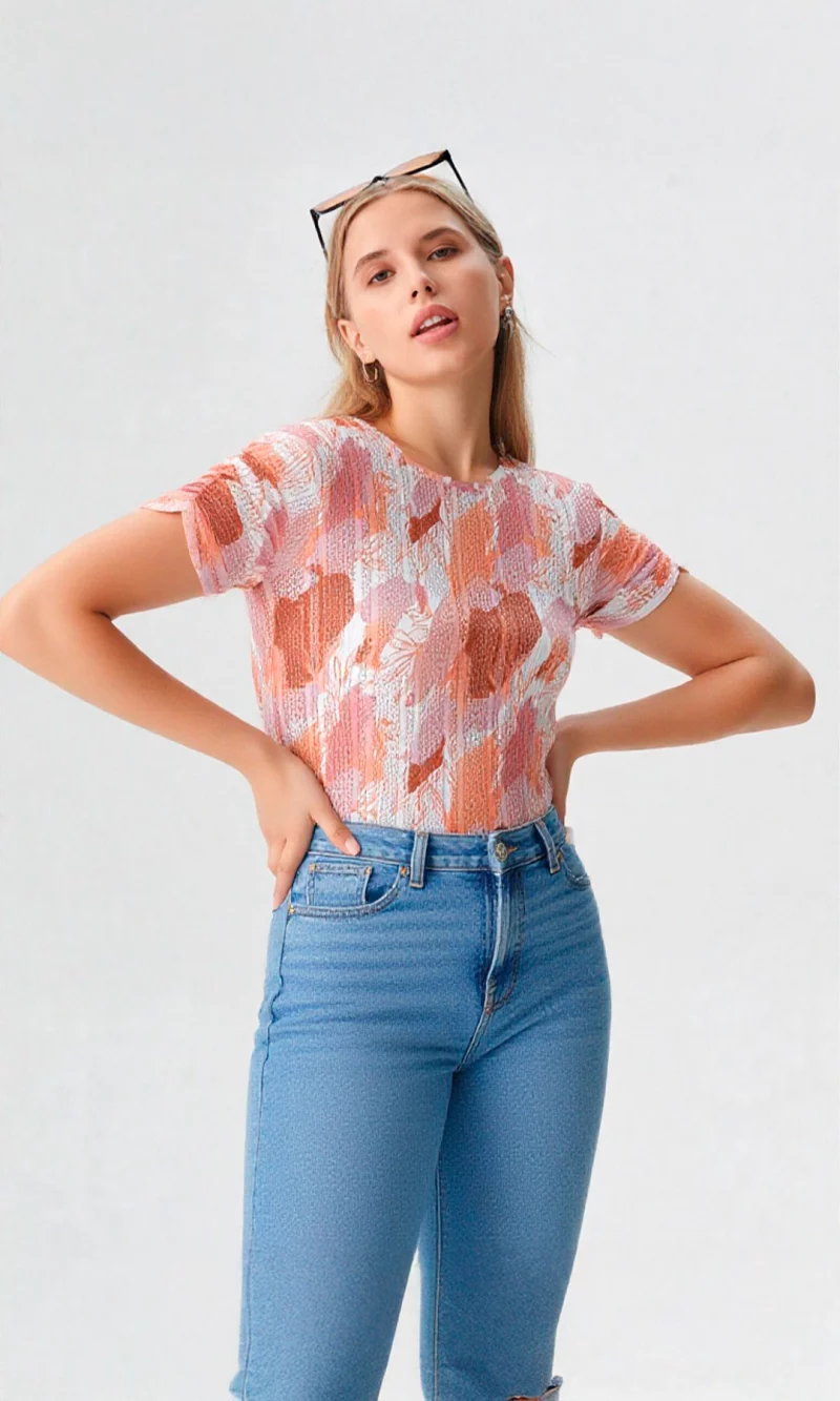 Blusa mujer manga corta estampada - Imagen 5