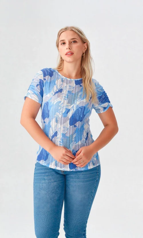 Blusa mujer manga corta estampada