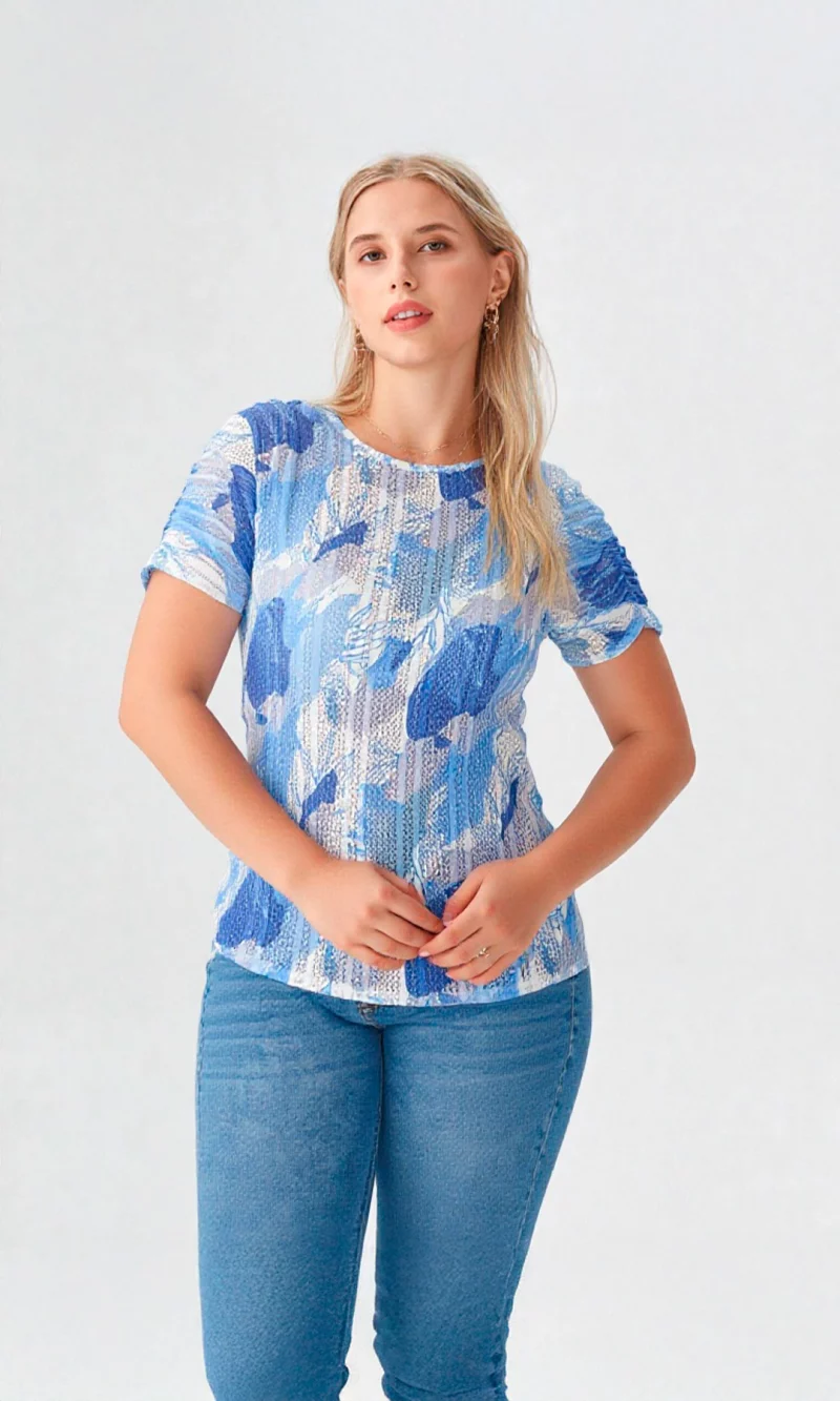 Blusa mujer manga corta estampada