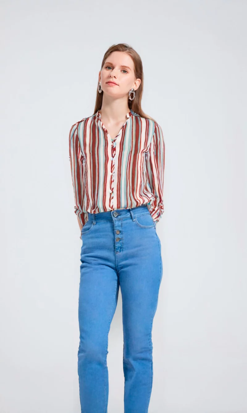 Blusa mujer manga 3/4 rayas - Imagen 2