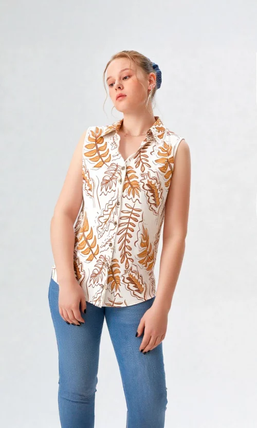 Blusa mujer manga sisa estampada