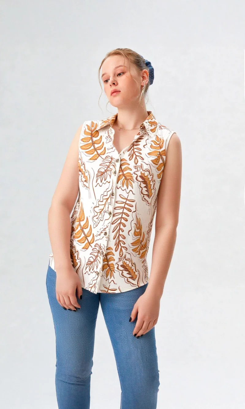 Blusa mujer manga sisa estampada