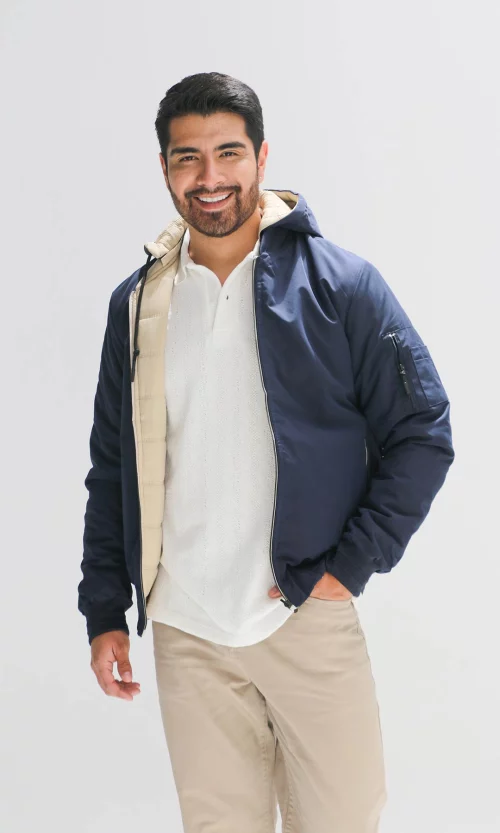 Chaqueta hombre unicolor doble faz