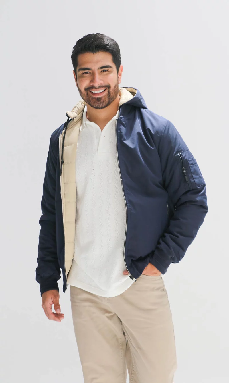 Chaqueta hombre unicolor doble faz