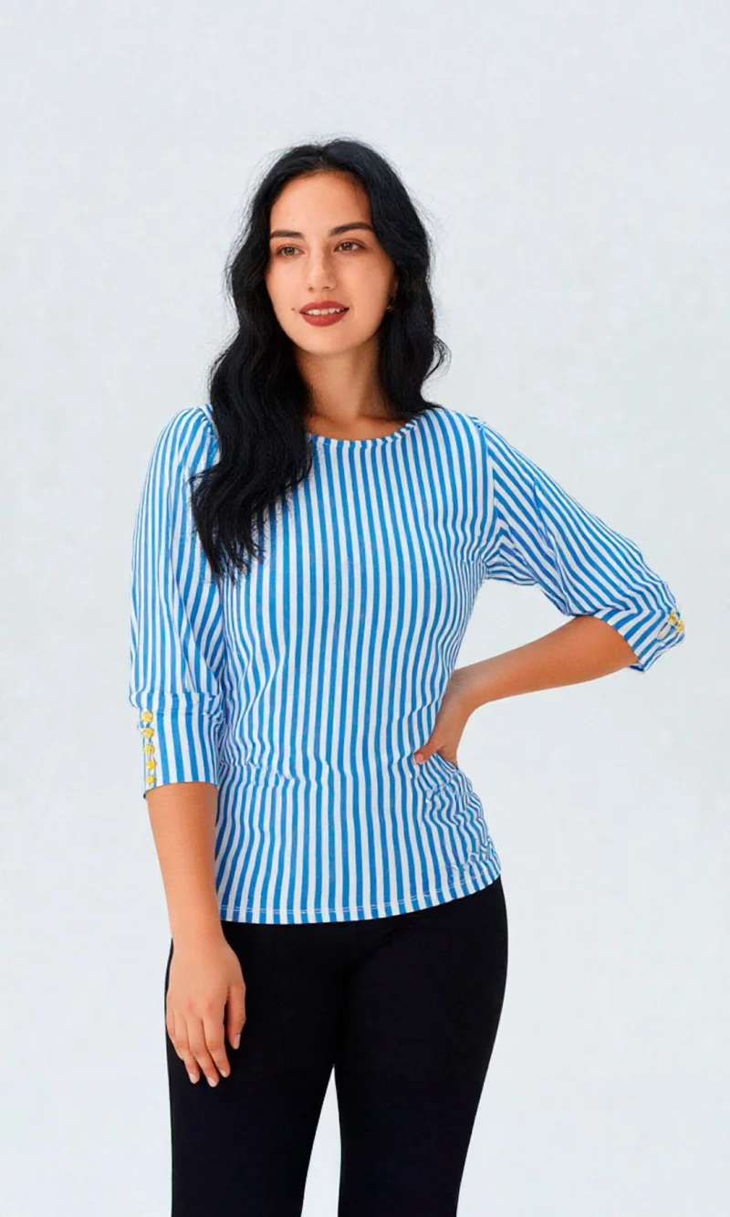 Camiseta mujer manga 3/4 rayas