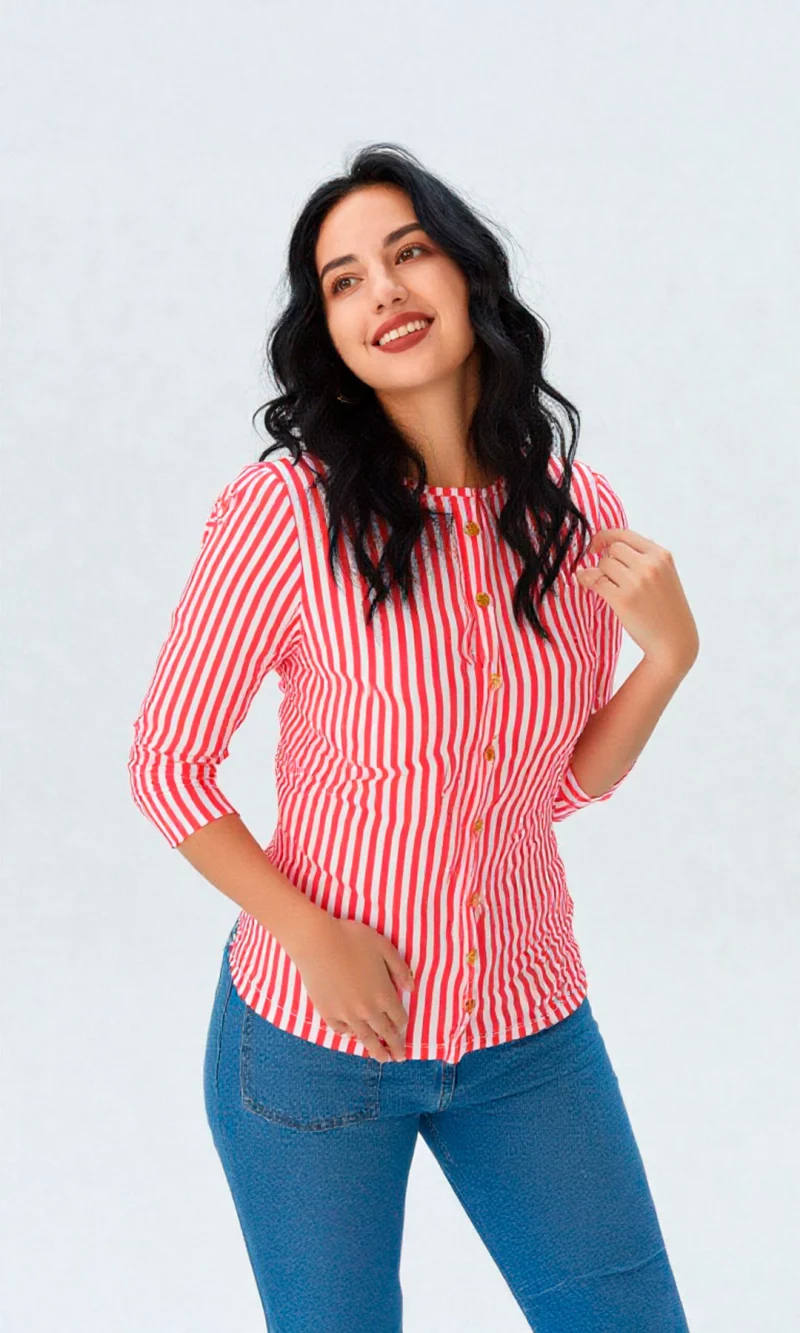 Camiseta mujer manga 3/4 rayas - Imagen 5