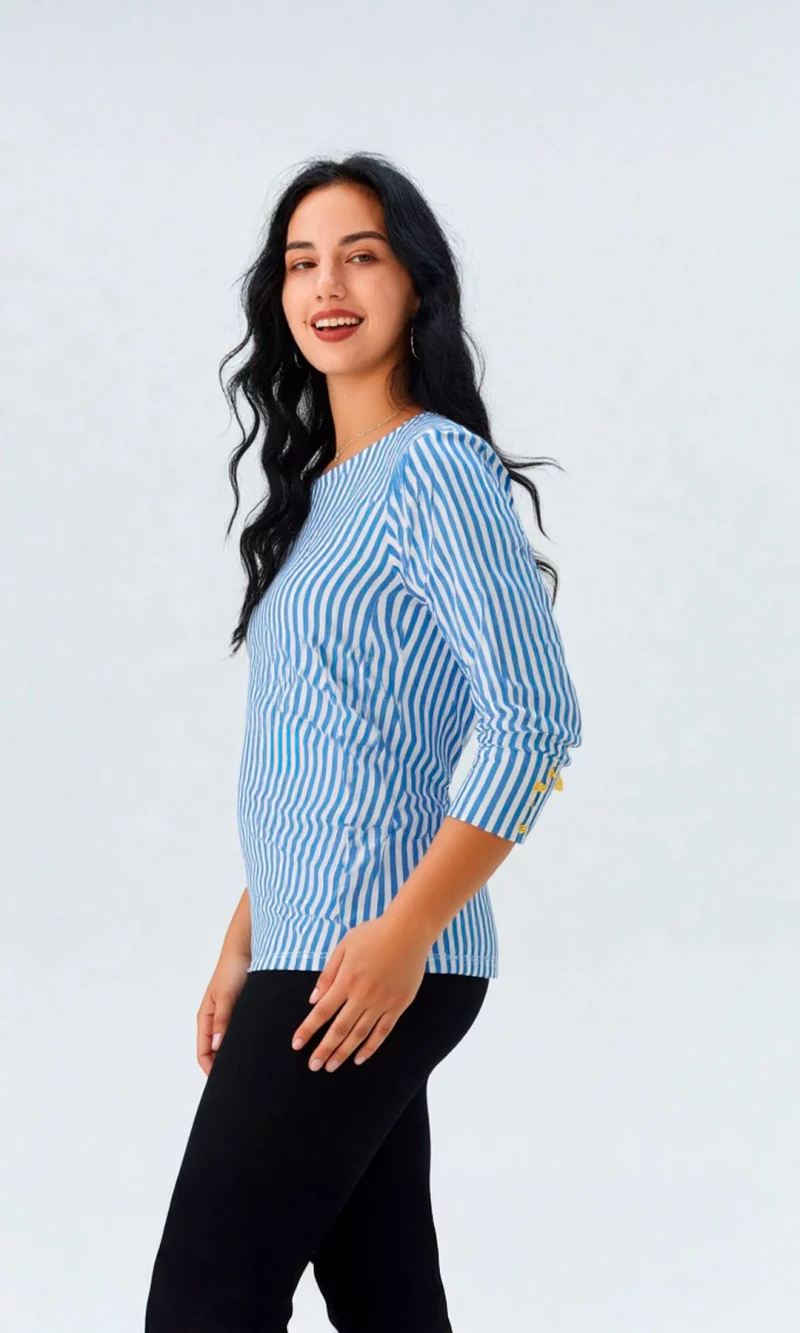 Camiseta mujer manga 3/4 rayas - Imagen 2