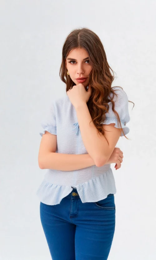 Blusa mujer manga corta rayas