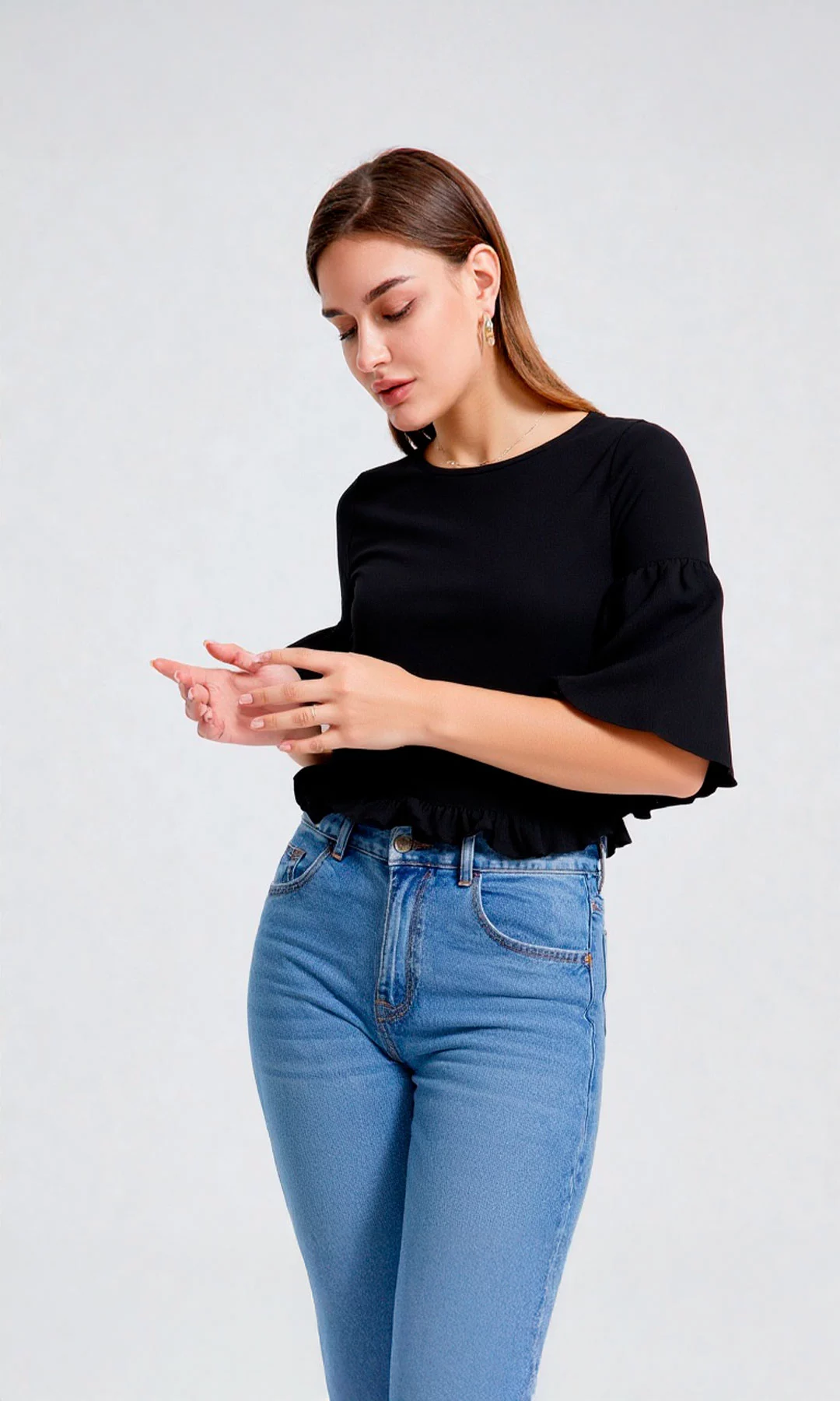 Blusa mujer manga 3/4 unicolor - Imagen 5