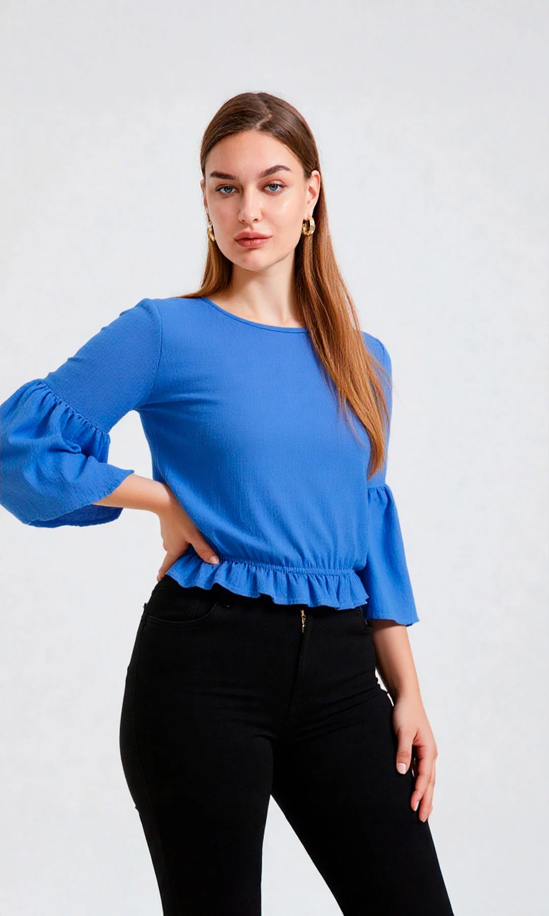 Blusa mujer manga 3/4 unicolor