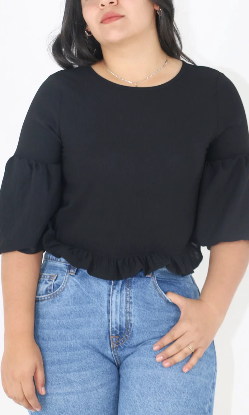 Blusa mujer manga 3/4 unicolor - Imagen 3