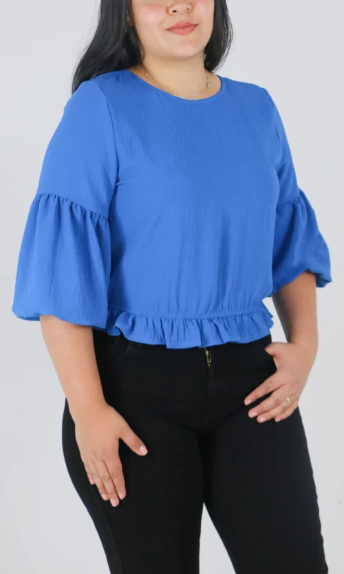 Blusa mujer manga 3/4 unicolor