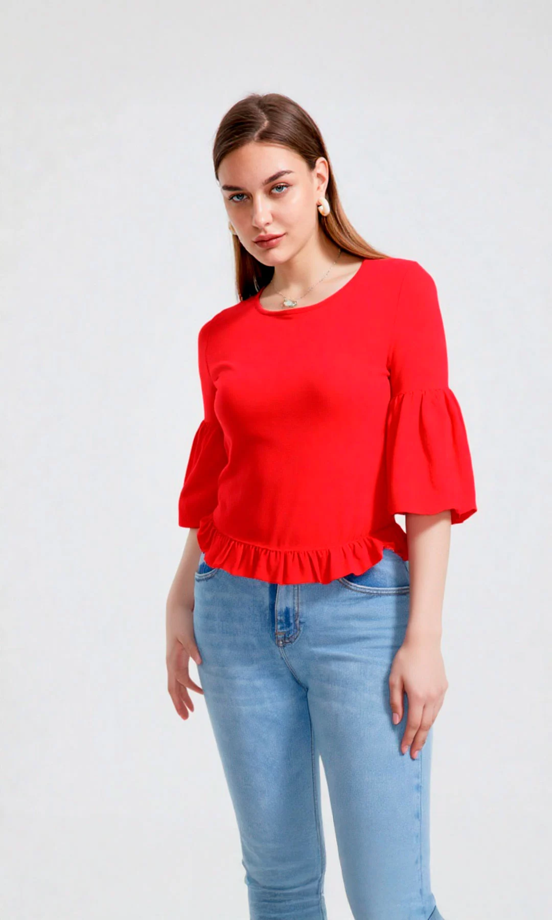 Blusa mujer manga 3/4 unicolor - Imagen 7