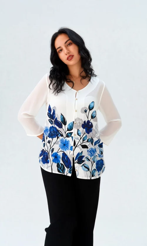 Blusa mujer manga 3/4 estampada