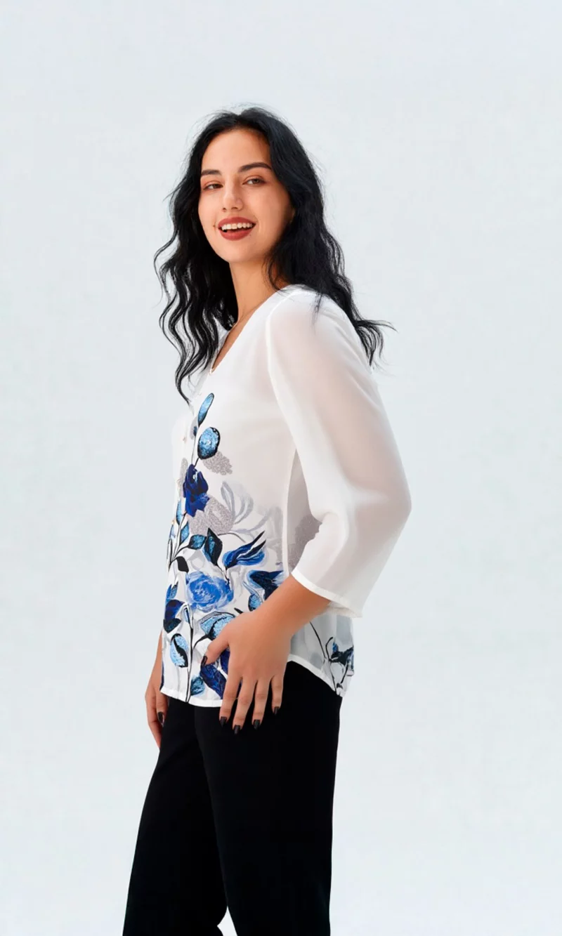 Blusa mujer manga 3/4 estampada - Imagen 2
