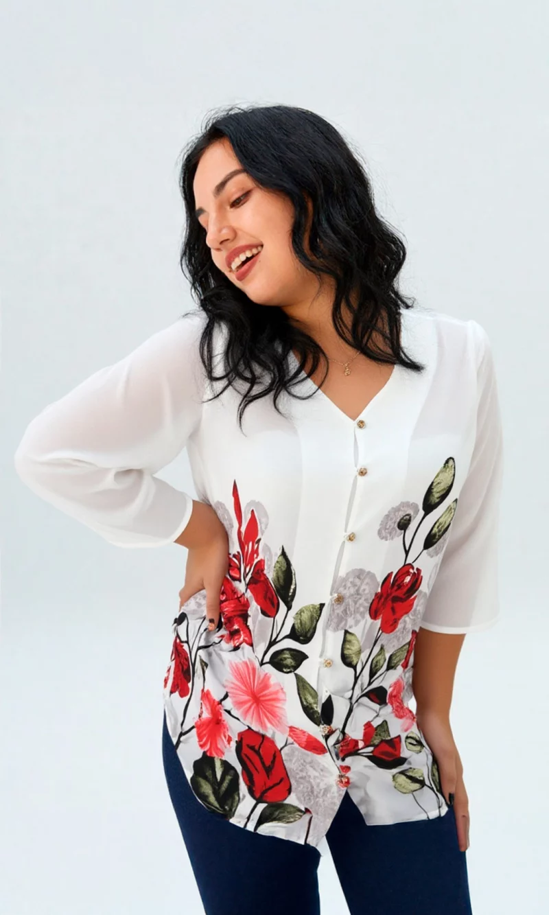 Blusa mujer manga 3/4 estampada - Imagen 4