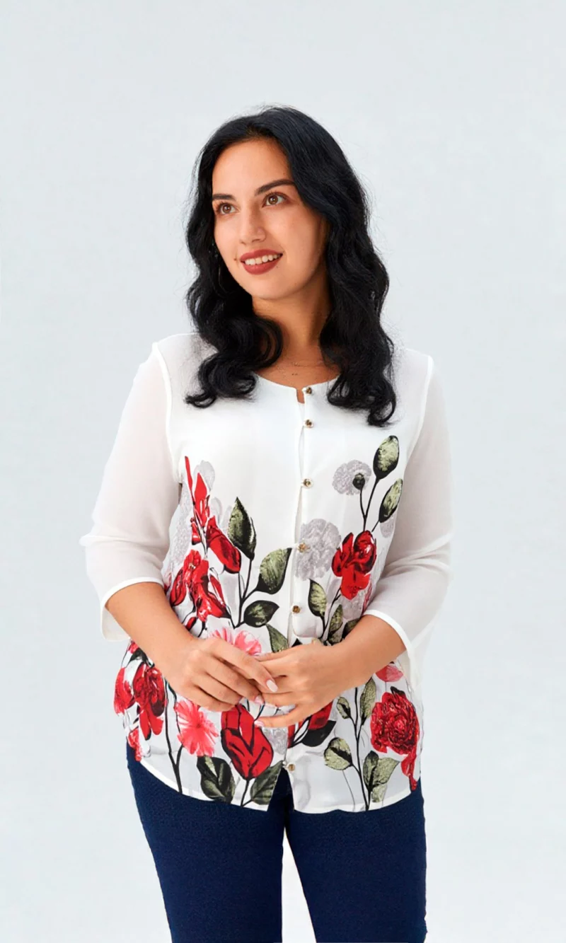 Blusa mujer manga 3/4 estampada - Imagen 5