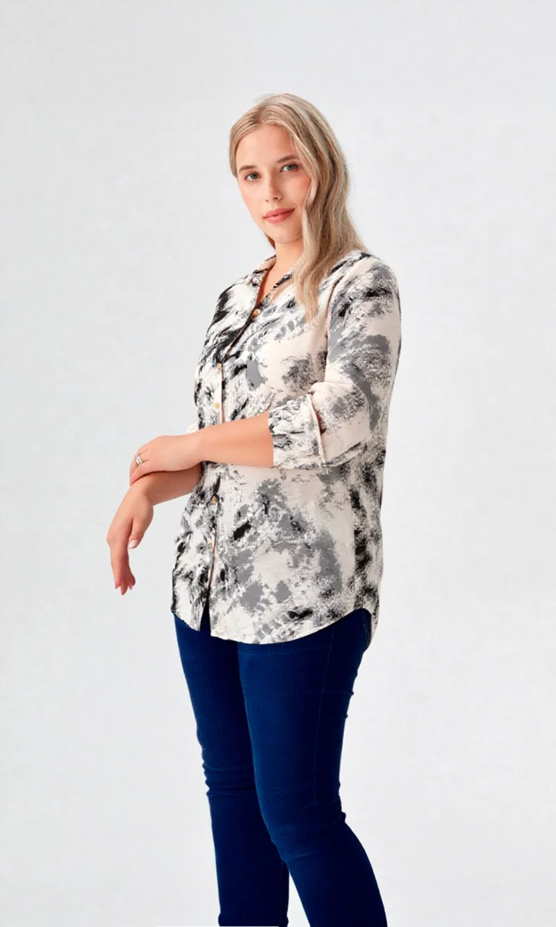 Blusa mujer manga 3/4 estampada - Imagen 2