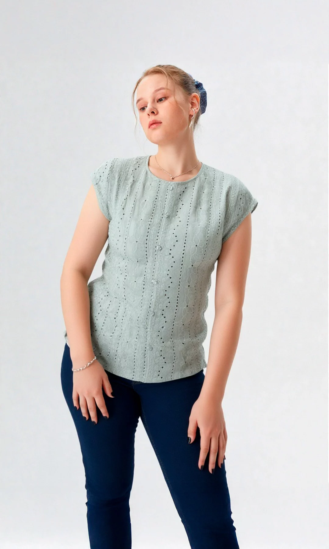 Blusa mujer manga corta unicolor - Imagen 6