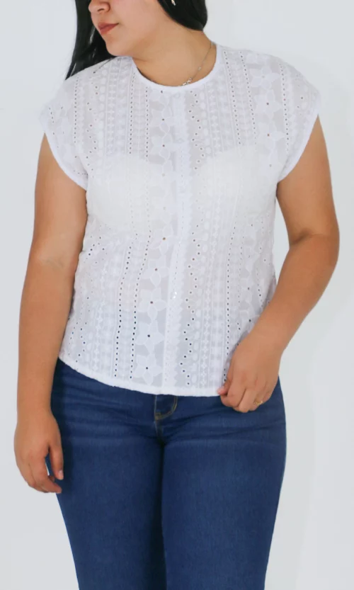 Blusa mujer manga corta unicolor