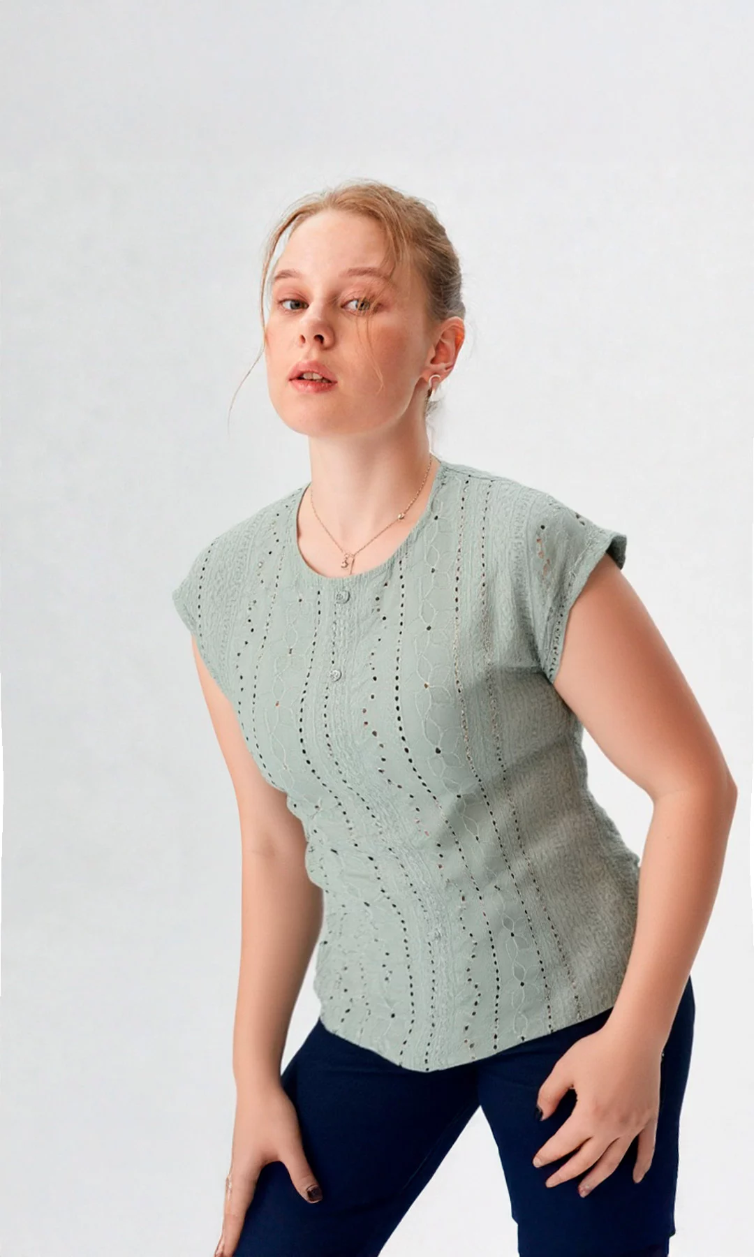 Blusa mujer manga corta unicolor - Imagen 7