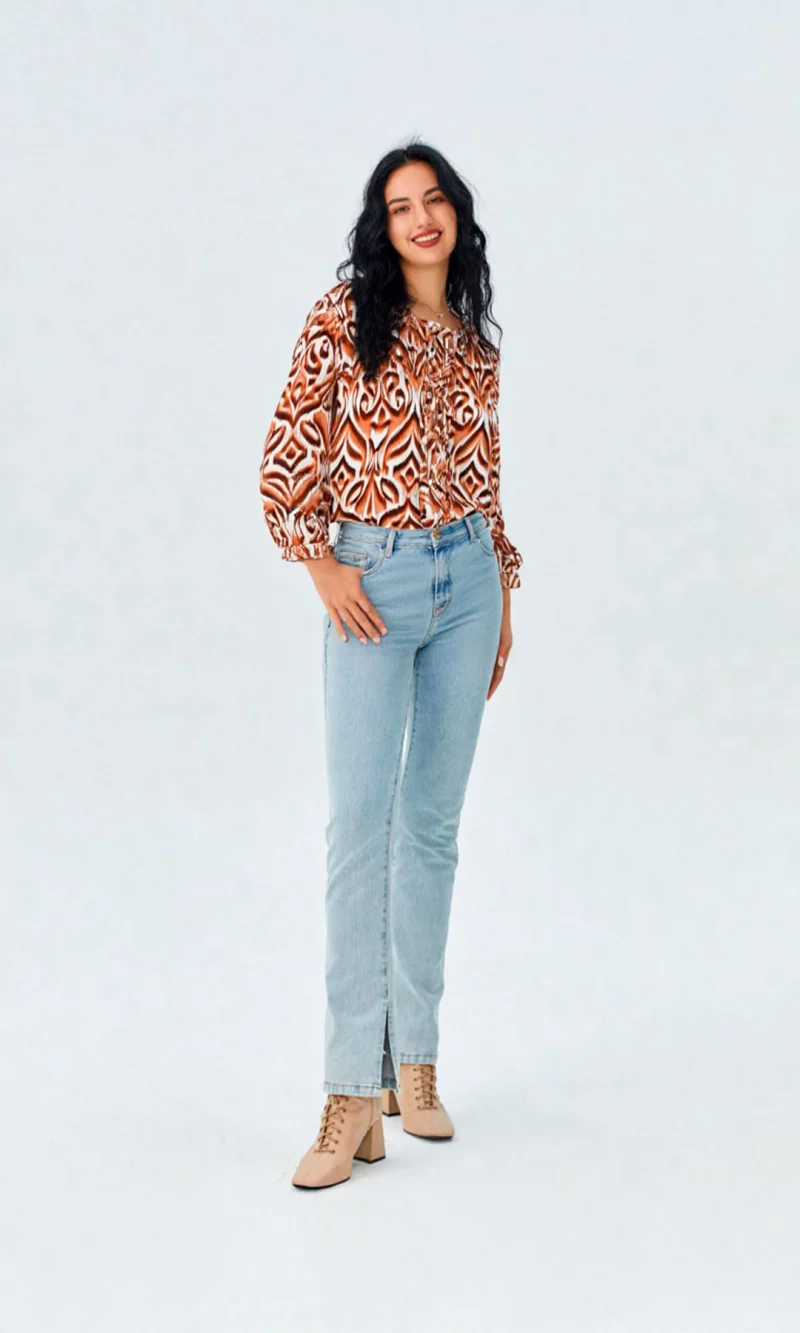 Blusa mujer manga 3/4 estampada - Imagen 2