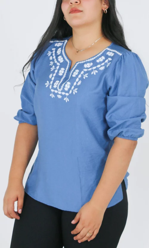 Blusa mujer manga 3/4 unicolor