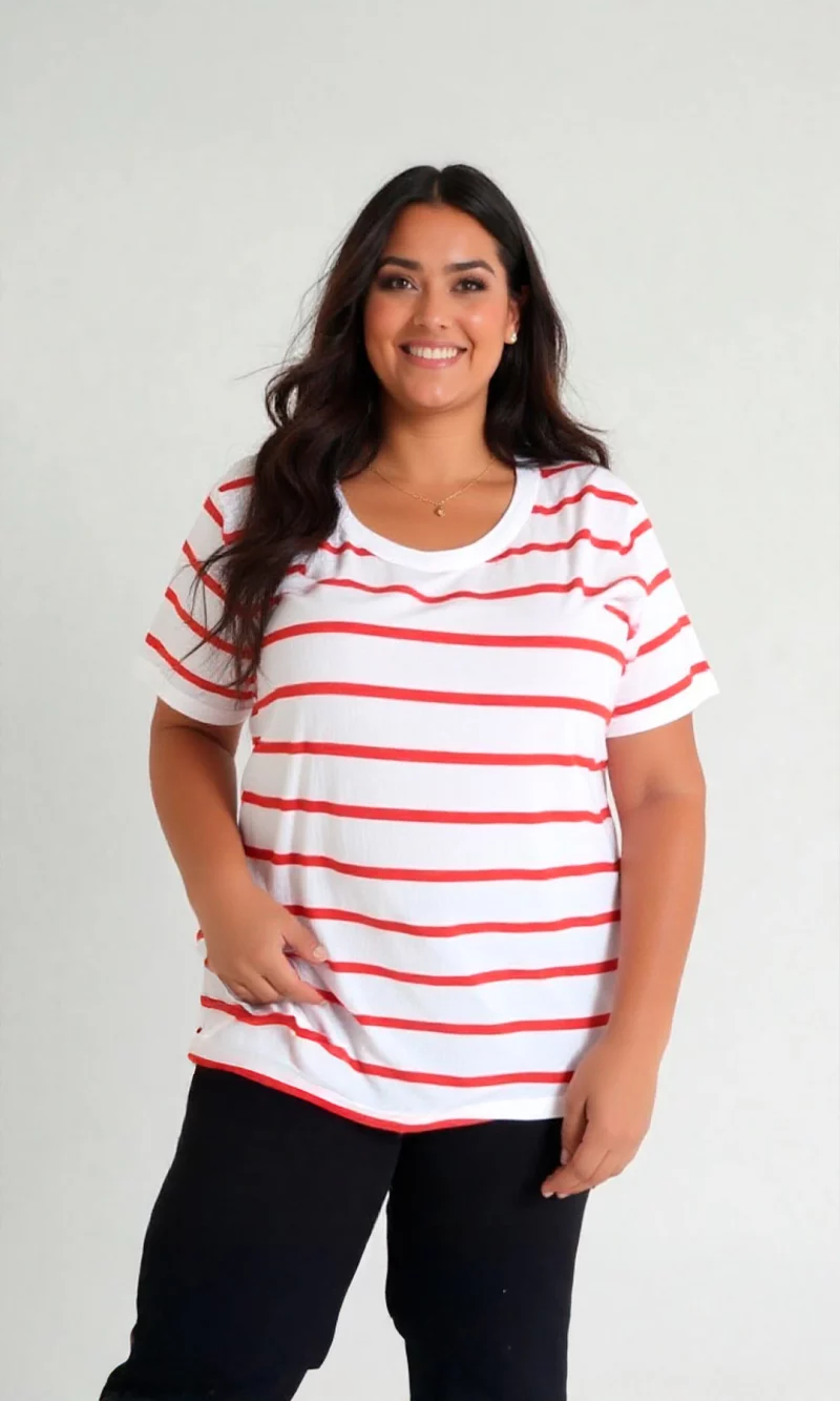 Camiseta mujer manga 3/4 rayas - Imagen 2