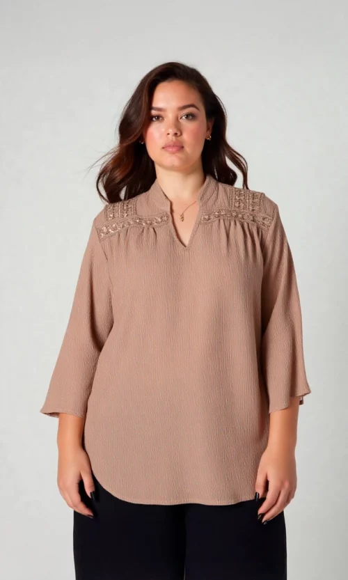 Blusa mujer manga 3/4 unicolor