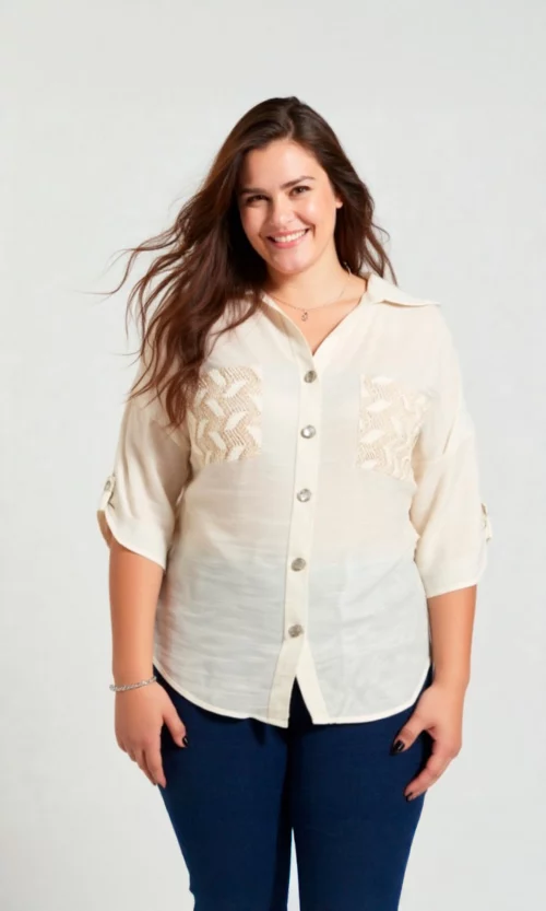 Blusa mujer manga corta unicolor