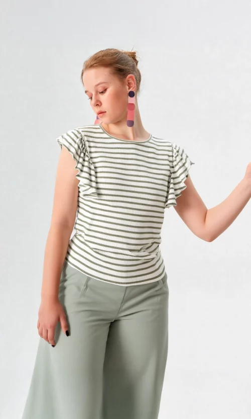 Camiseta mujer manga corta rayas