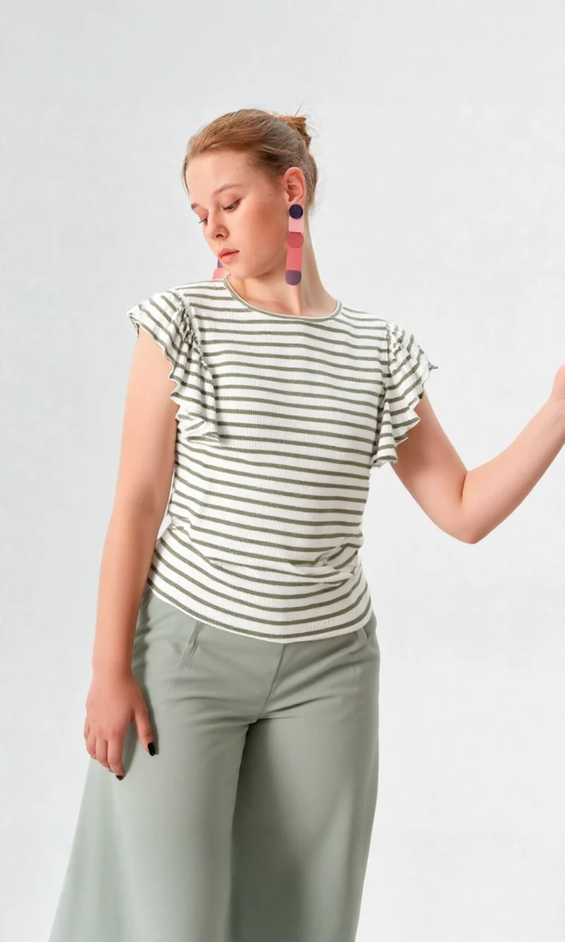 Camiseta mujer manga corta rayas