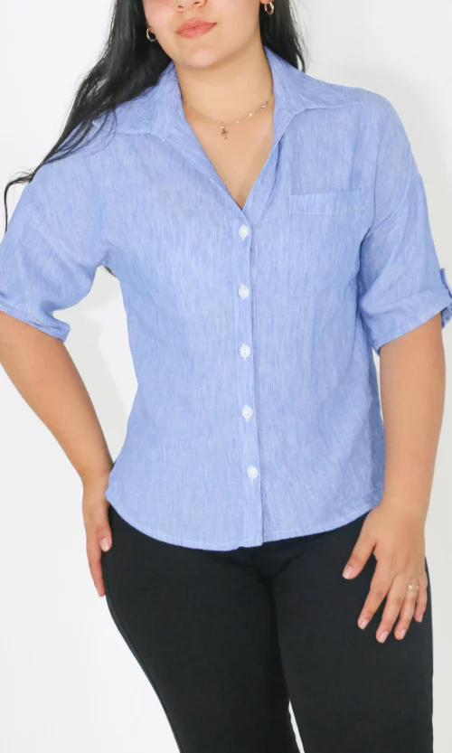 Blusa mujer manga corta unicolor