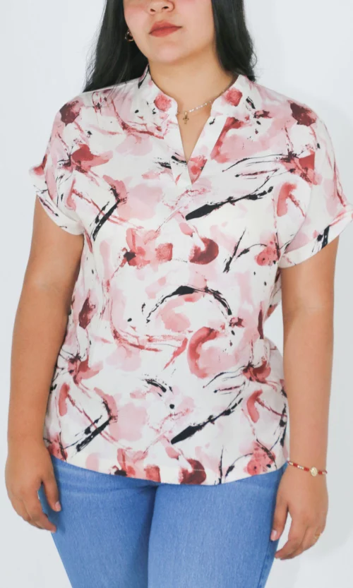 Blusa mujer manga corta estampada