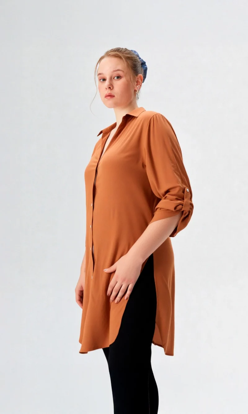 Blusa mujer manga 3/4 unicolor - Imagen 2