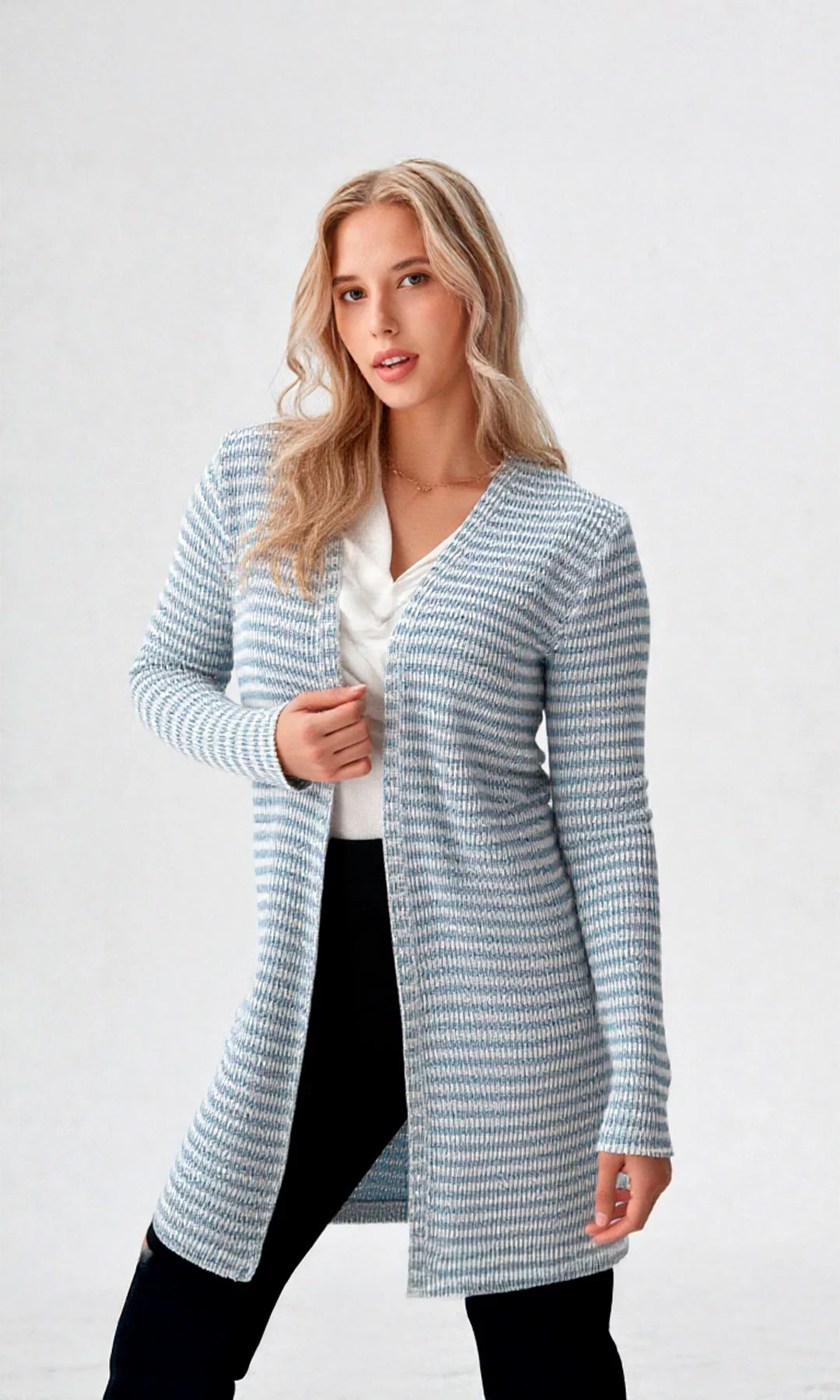 Ruana mujer manga larga unicolor - Imagen 5