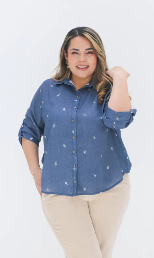 Blusa mujer manga 3/4 unicolor