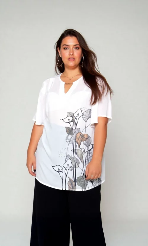 Blusa mujer manga corta estampada