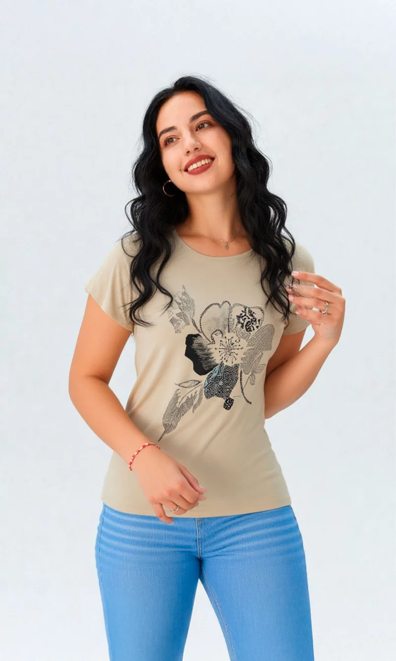 Camiseta mujer manga corta estampada - Imagen 2