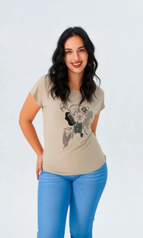 Camiseta mujer manga corta estampada