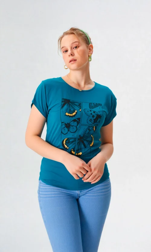 Camiseta mujer manga corta estampada