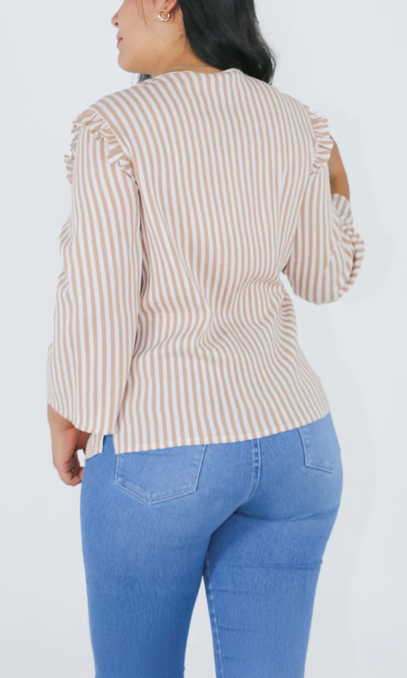 Blusa mujer manga 3/4 rayas - Imagen 4