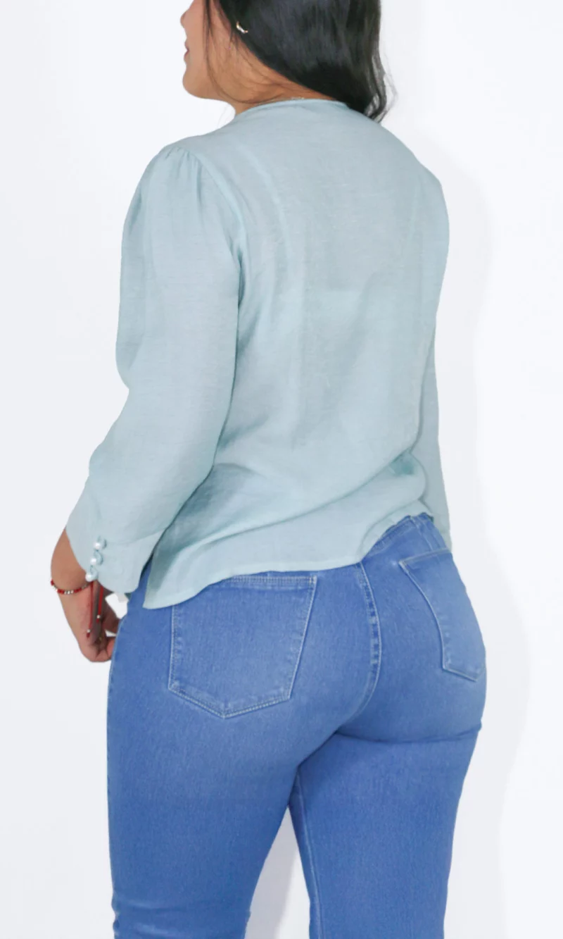 Blusa mujer manga 3/4 unicolor - Imagen 4