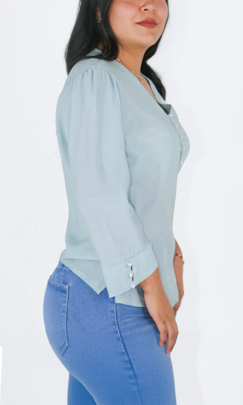 Blusa mujer manga 3/4 unicolor - Imagen 3