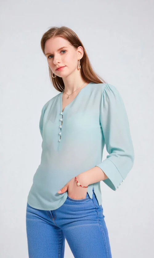 Blusa mujer manga 3/4 unicolor