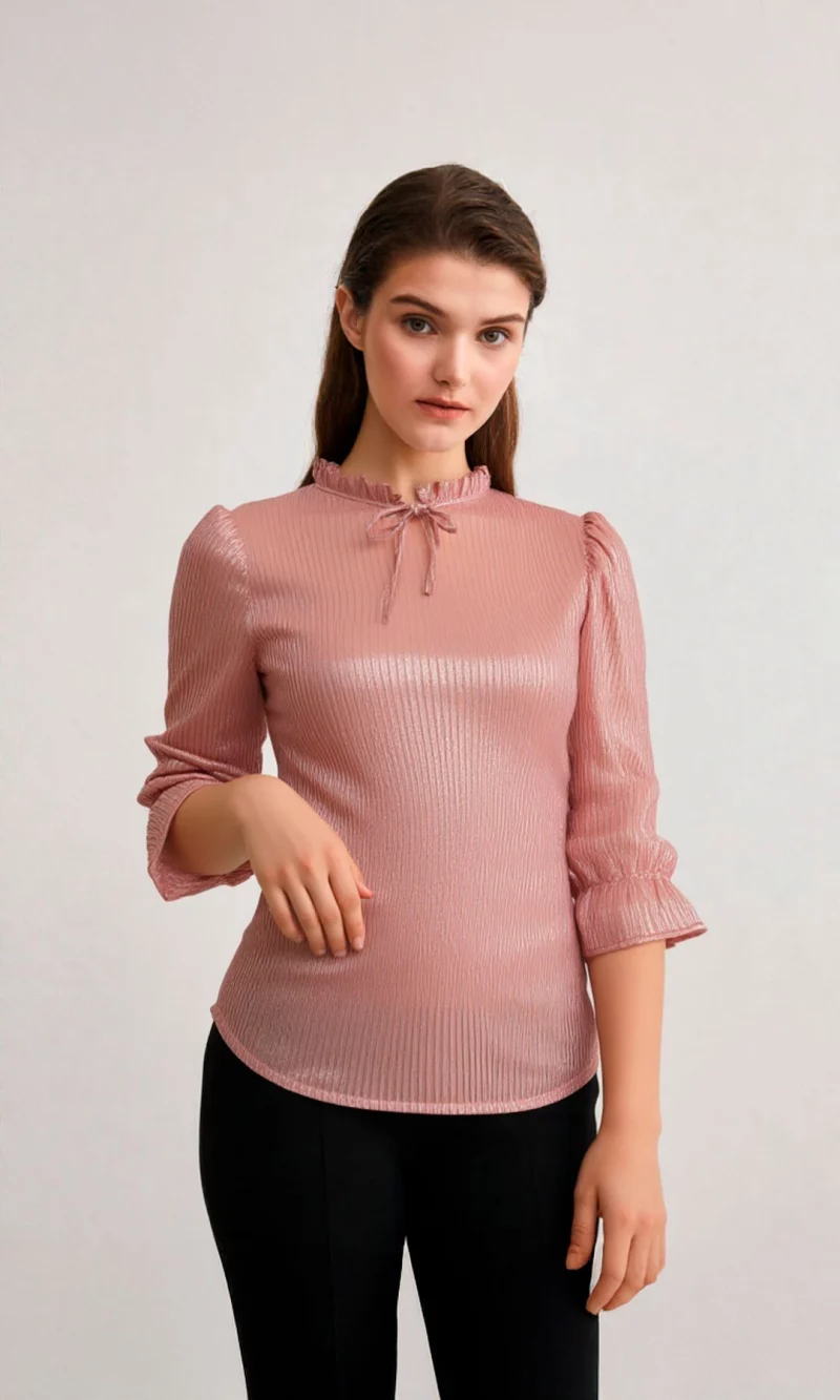 Blusa mujer manga 3/4 unicolor - Imagen 2