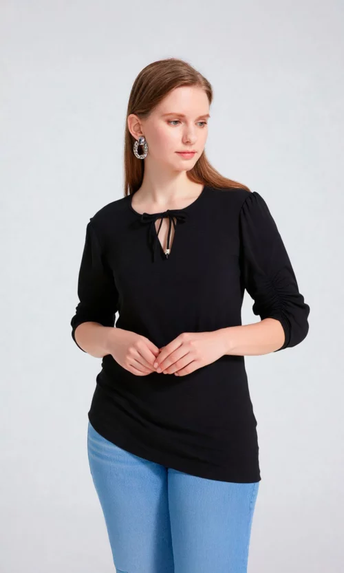 Blusa mujer manga corta unicolor
