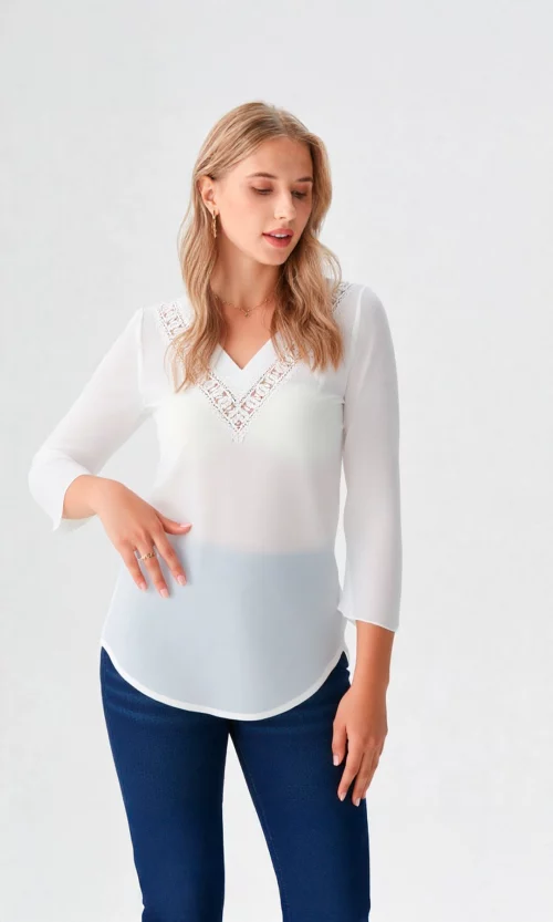 Blusa mujer manga 3/4 unicolor