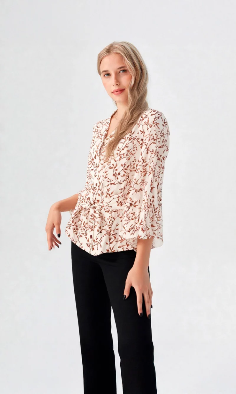 Blusa mujer manga 3/4 estampada - Imagen 2